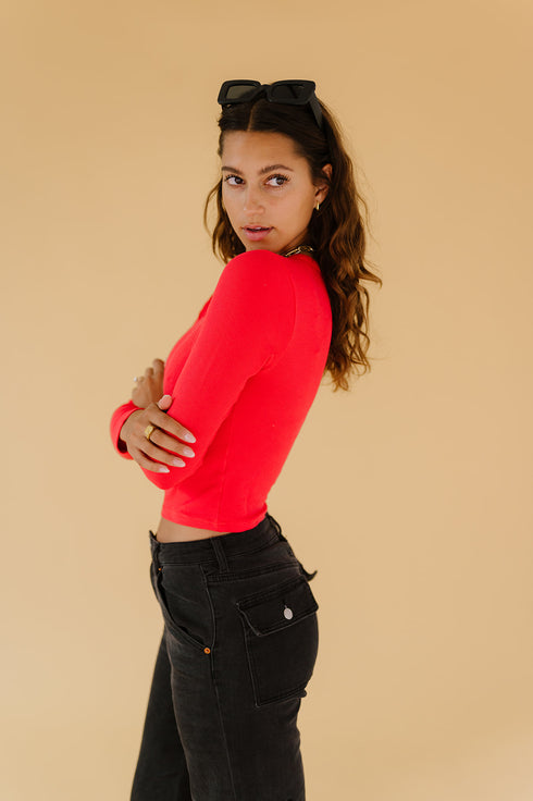 Red Hot Ribbed Top